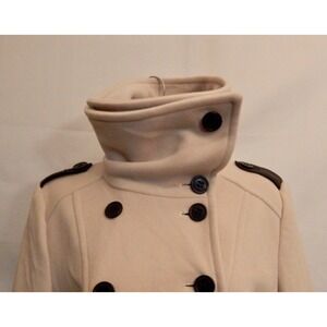 Womens Andrew Marc Hayley Double Breasted Button Front Wool Coat Cream Sz XS